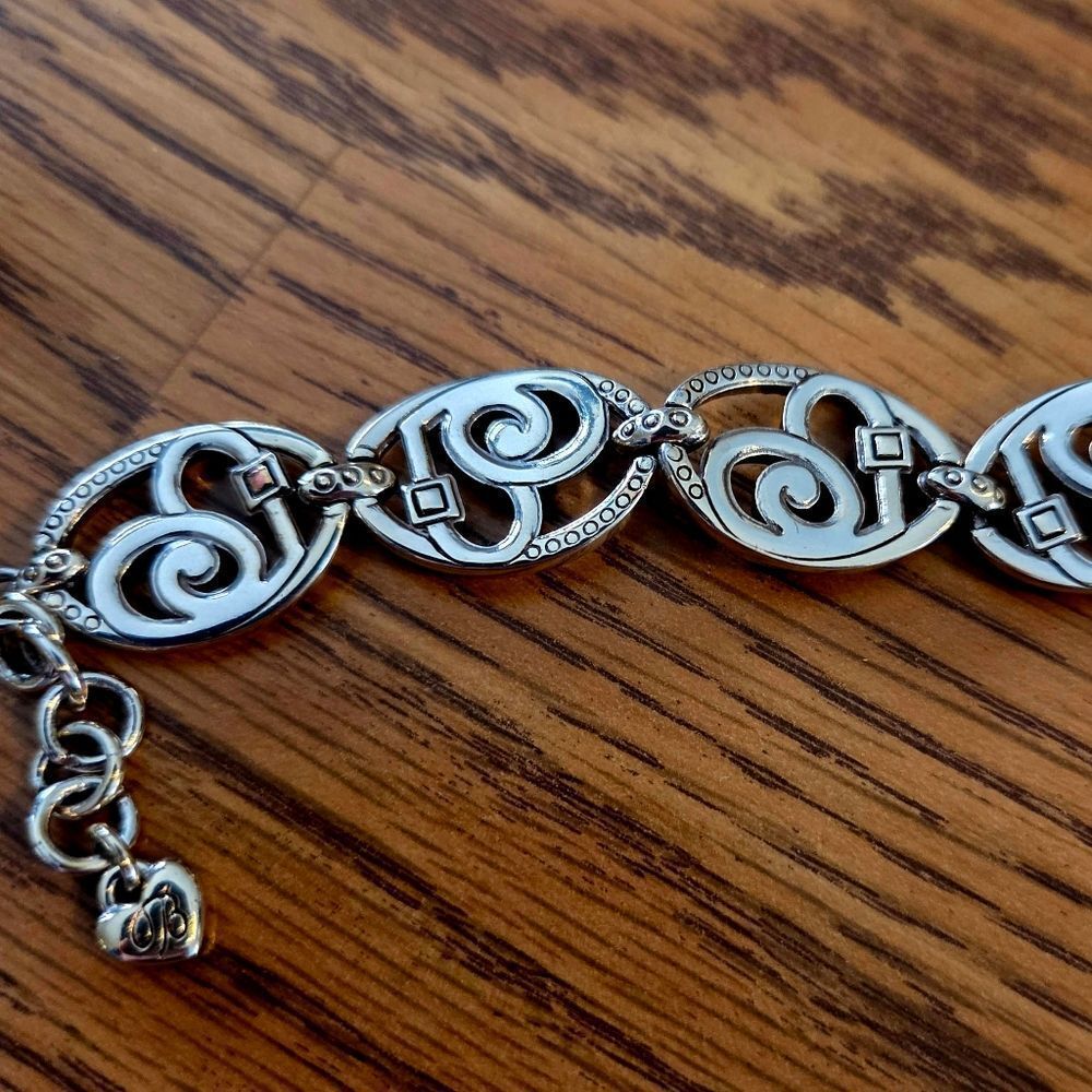 BRIGHTON Vintage Swirl Heart And Crystal Link Bracelet SWEET AND SPARKLY! - Picture 9 of 11